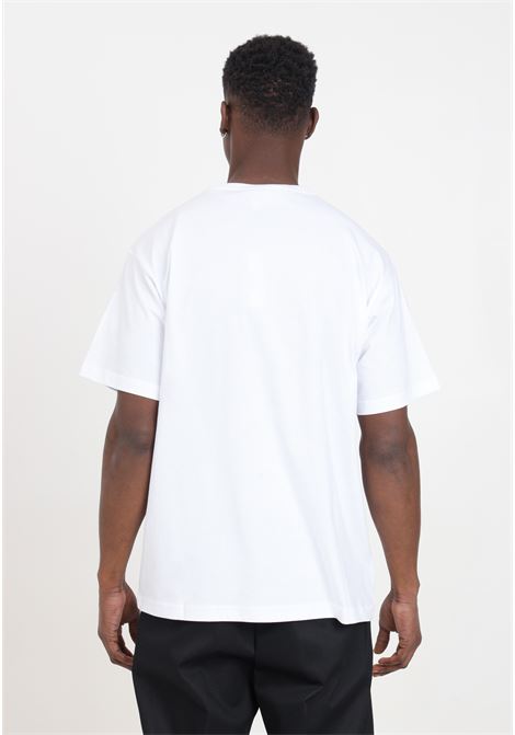 White men's t-shirt with Institutional logo patch VERSACE JEANS COUTURE | 76GAHE05CJ00E003
